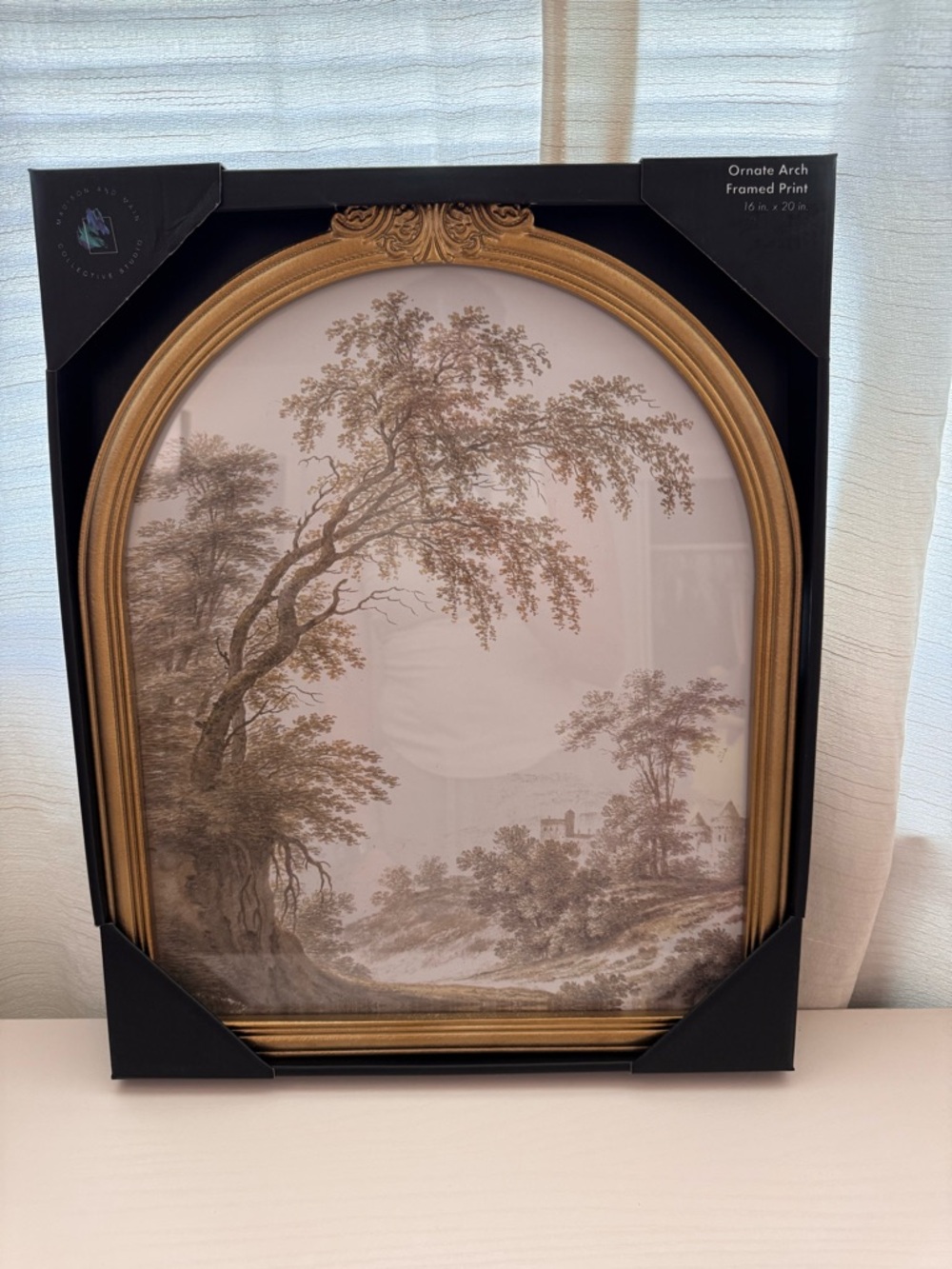 Ornate Arch Framed Print in Gold and Black
